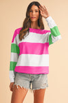 Rose Red Colorblock Drop Sleeve Top