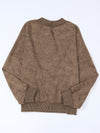 Brown Plain Drop Shoulder Crew Neck Pullover Sweatshirt