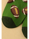 Blackish Green Rugby Football Print Mid-length Socks