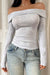 Light Grey Slim Fit Off Shoulder Long Sleeve Top