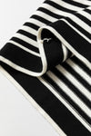 Black Striped Pocketed Button Long Cardigan