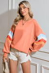 Flamingo Patchwork Drop Sleeve Loose Sweatshirt