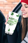 Green St Patricks Day Shamrock Thermos Cup