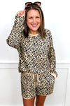 Brown Leopard Print Contrast Trim Two Piece Shorts Set