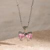 Stainless Steel Inlaid Zircon Bow Necklace - Cocoa Yacht Club