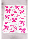 Rose Red 127*152cm Bow Printed Cozy Soft Throw Blanket