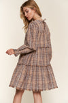 And The Why Full Size Washed Frayed Tiered Plaid Dress - Cocoa Yacht Club