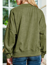 Brown Plain Drop Shoulder Crew Neck Pullover Sweatshirt