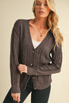 Beige Hollow Knit Drop Shoulder Cardigan