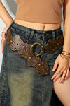 Chestnut Retro Hollow Disc Wide Belt