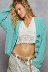POL V-Neck Long Sleeve Cardigan with Exaggerated Buttons