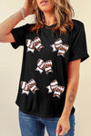 Black Game Day Football Bowknot Graphic T Shirt