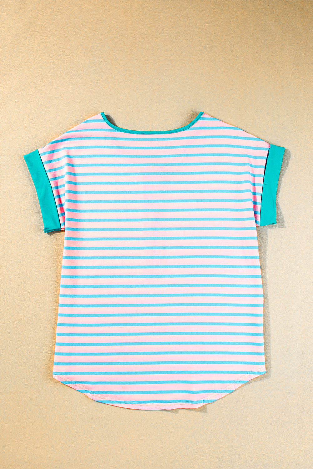 Pink Stripe Contrast Trim Half Zip T Shirt