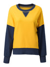 Yellow Color Block Thumbhole Sleeve Drop Shoulder Sweatshirt