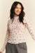 Davi & Dani Ribbon Bow Lace Hem Long Sleeve Mesh Layering Top