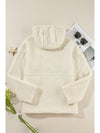 Beige Fleece Zip Up Drawstring Hooded Pocketed Jacket