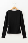 Chestnut Solid Color Long Sleeve Slim Fit Top