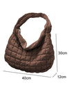 Coffee Casual Quilted Zipper Large Shoulder Bag