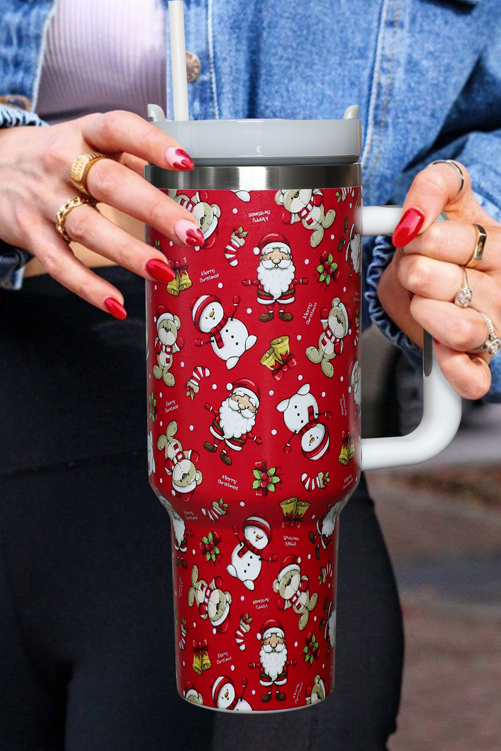 Blue Christmas Pattern Stainless Steel Tumbler