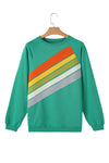 Black Rainbow Colorblock Pullover Sweatshirt