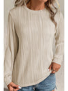 Apricot Wavy Textured Solid Color Drop Shoulder Pullover Top