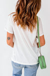 White Chenille Halloween Pumpkin Patched Casual T Shirt