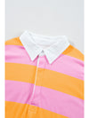 Contrast Striped Collared Neck Long Sleeve Sweatshirt