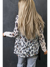 White Leopard Print Casual Open Front Cardigan