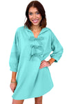 Moonlight Jade Bow Front Patchwork Bracelet Sleeve Mini Dress