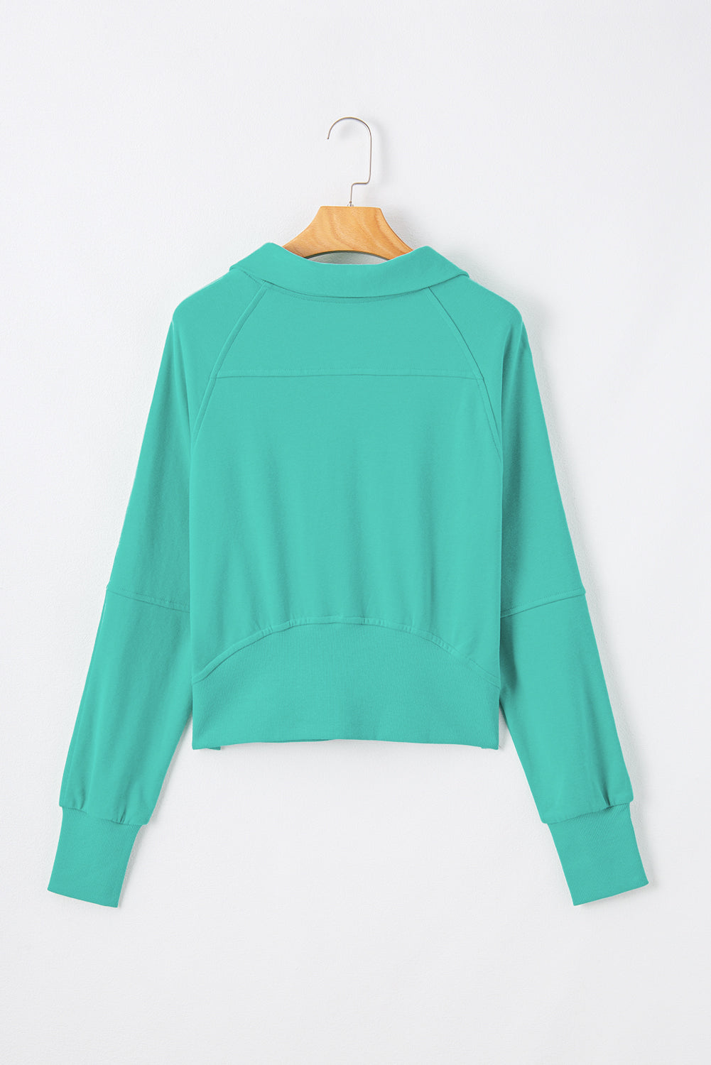 Parchment Quarter Zip Stand Neck Kangaroo Pocket Sweatshirt