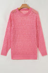 Sachet Pink Plain Hollow Out Knitted Top