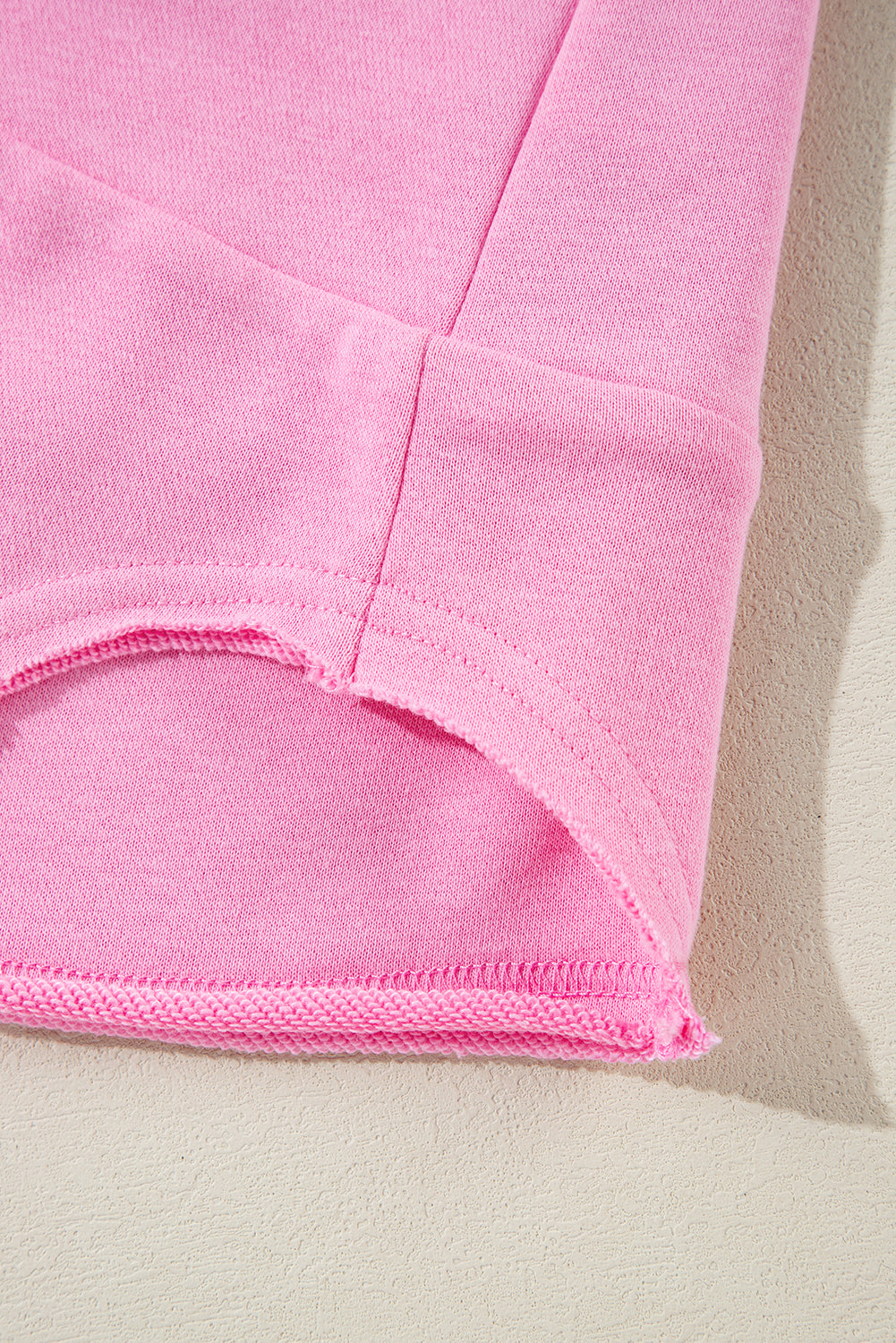 Sachet Pink Plain Drop Sleeve Henley Sweatshirt