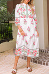White Floral Print Loose Tiered Maxi Dress