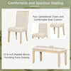 TOPMAX Contemporary 6-Piece 78inch Extendable Pedestal Dining Table Set with 18inch Removable Leaf and Dining Bench, 4 Upholstered Dining Chairs, Natural