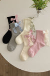 Pink Cotton Cute Bow Socks