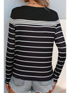 Black Casual Striped Long Sleeve Top