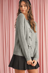 Philippine Gray Sweet Bow Front Cropped Knit Cardigan