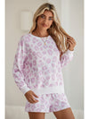 Pink Leopard Print Pullover and Shorts Pajama Set