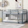 Solid Wooden , Solid Rubber Wooden Twin over Twin Floor Bunk Bed with Ladder ,Upper and Bottom Bed Platforms crafted with Strengthened Slats ,Grey