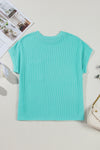 Pink Corded Colorblock Pocket Crew Neck T Shirt