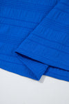 Dark Blue Ruffle Sleeve Textured Smocked Blouse