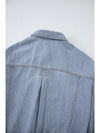 Blue Stripe Washed Oversized Pocketed Denim Jacket