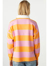 Contrast Striped Collared Neck Long Sleeve Sweatshirt