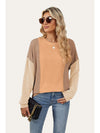 Double Take Texture Contrast Round Neck Long Sleeve T-Shirt