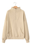 Bonbon Zip-up Stand Neck Kangaroo Pocket Sweatshirt