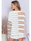 Color Block Drop Shoulder Pullover Striped Sweater