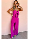 Bright Pink Bowknot Strapless Wide Leg Jumpsuit