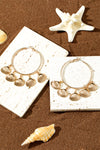 Gold Bohemian Vacation Shell Hoop Earrings