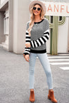 Black Stripe Twisted Knitted Drop Shoulder Sweater