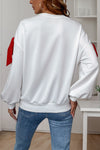 White Bow Knot Long Sleeve Crewneck Casual Sweatshirt